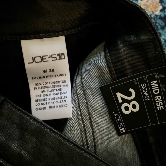 Joe’s New Gunmetal Leather Coated Jeans Wome’s Size 28 Mid Rise Skinny NWT - Picture 8 of 10